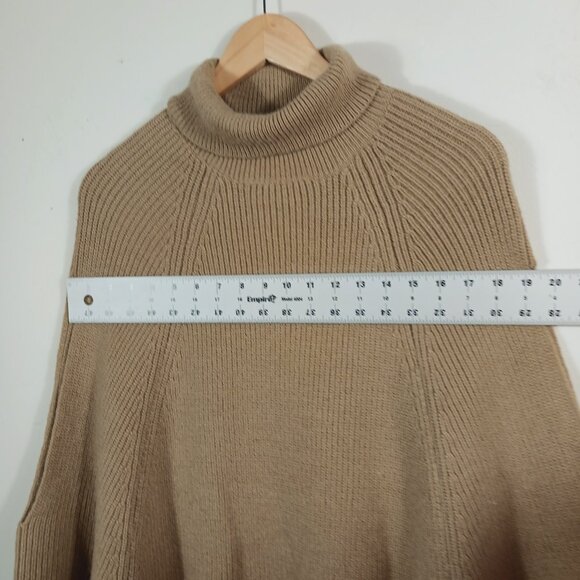 NWT Classic Tan Turtleneck Cape, Poncho Sweater W/ Armholes by PINCH, Size M/L - Picture 11 of 16
